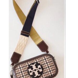 Tory Burch Brown Plaid Crossbody Bag